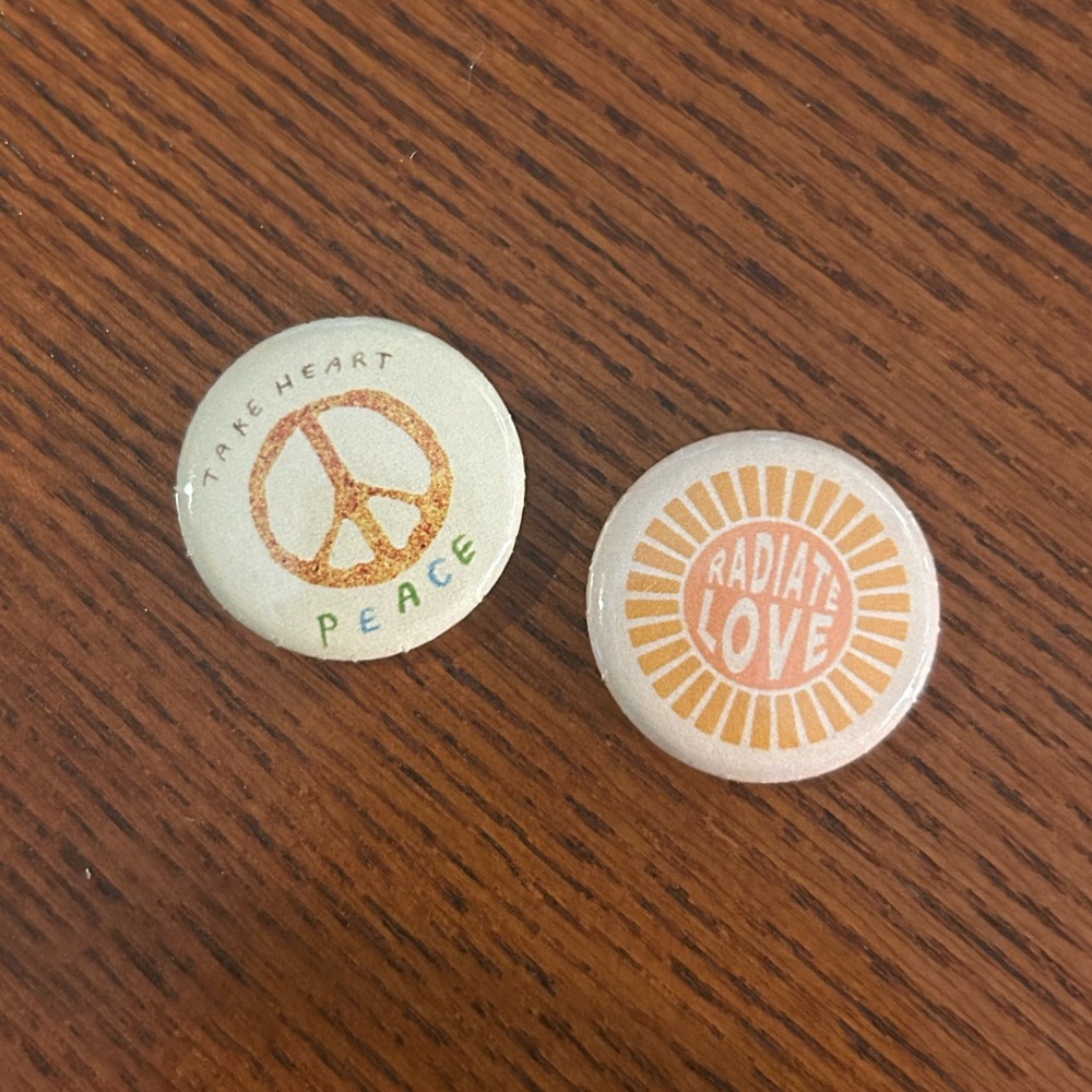 Take Heart Peace + Radiate Love Pins